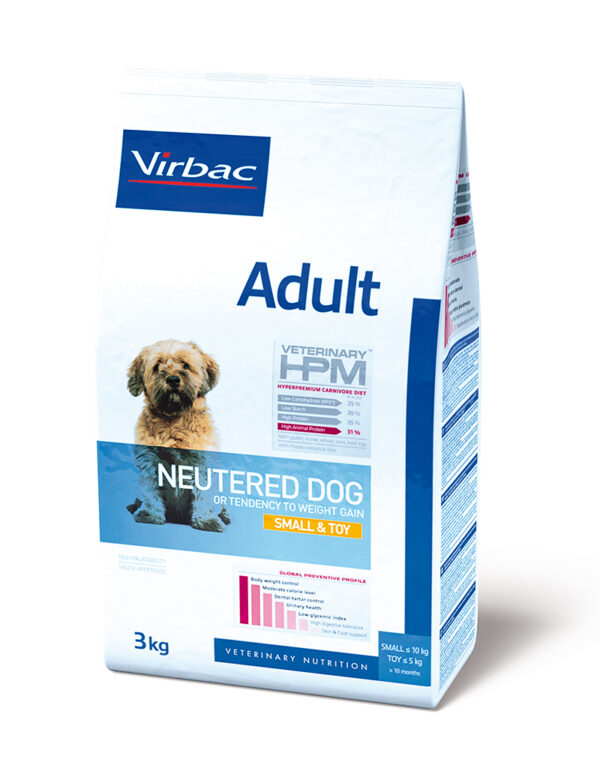 VIRBAC HPM Adult neutered Small & Toy DOG 1,5kg ja 3kg